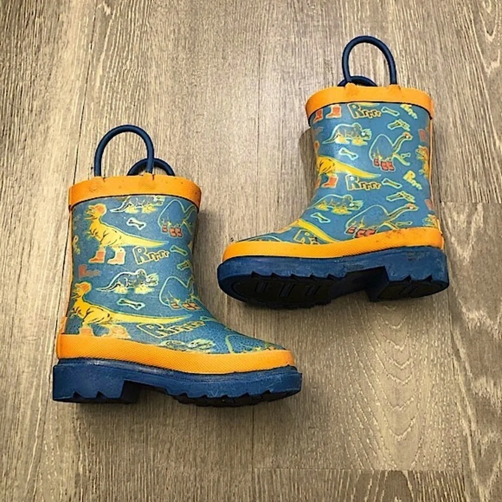 Lily & Dan Boys Dinosaur Rain Boots Size‎ 5-6